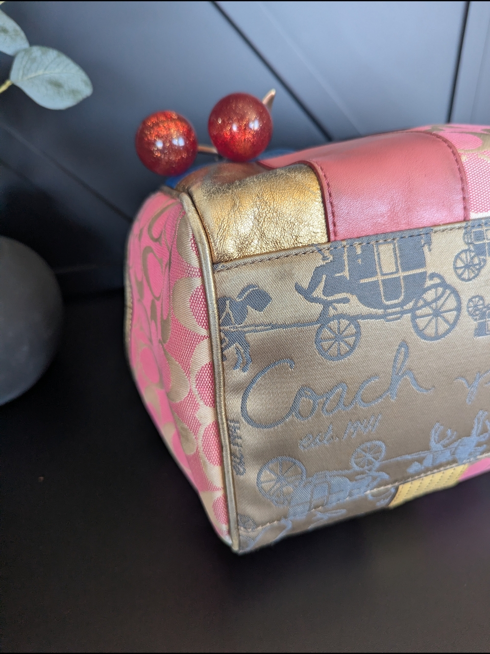 Coach Multicolor Patchwork Shoulder Bag with Gold Accents - Picture 9 of 15